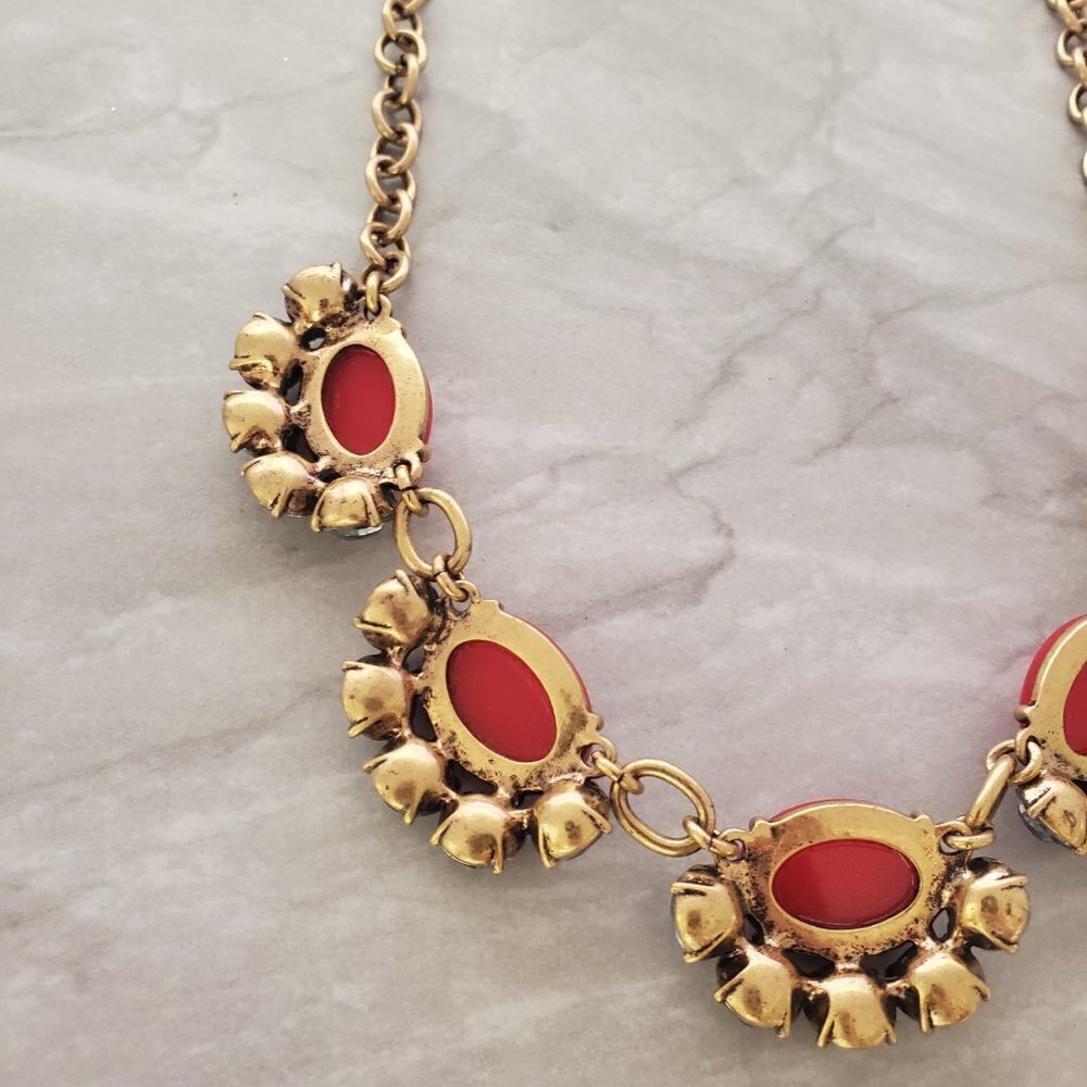 ✨ Stella & Dot Red Rhinestone Crystals Cluster antiqued distressed Statement ✨ - Picture 12 of 13